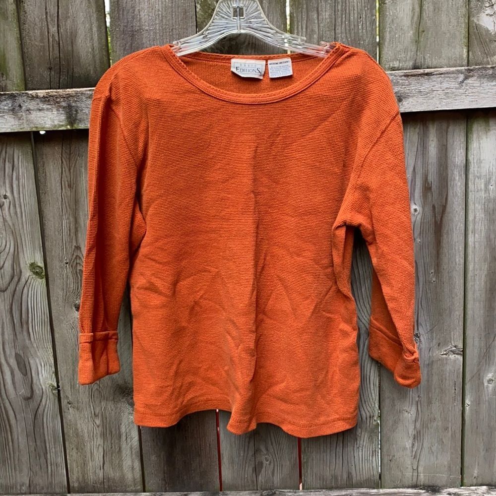Basic Editions Butnt orange thermal top sz. M